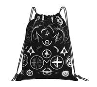 Trainer String Bags Supernatural Symbols Black Print Pull String Sport Bags Unisex Drawstring Bag Ideal Sports Back Pack For Outdoor Yoga Shopping