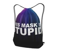 Trainer String Bags This Mask Is Stupid Black Sports Back Pack Unisex Drawstring Bag Waterproof Drawstring Backpack For Holidays Beach Yoga