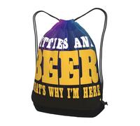 Trainer String Bags Titties And Beer That'S Why I'M Here Gym Bag Lightweight Pull String Sport Bags Waterproof Drawstring Bag For Beach Outdoor Shopping