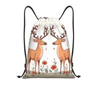 Trainer String Bags Two Elk Print Drawstring Bag Foldable Sports Back Pack Waterproof String Swim For yoga Shopping Sports
