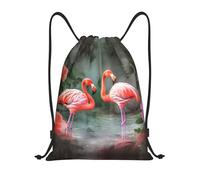 Trainer String Bags Two Red Flamingos Print String Swim Waterproof Drawstring Bag Unisex Backpack For sports Yoga Beach