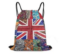 Trainer String Bags Union Jack Flag Uk Mandala Art Drawstring Backpack Waterproof Gym Bag Unisex Pull String Sport Bags For Holidays Sports Beach