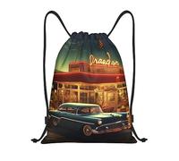 Trainer String Bags Vintage Eatery Dinner Print String Swim Unisex Swim Bag Waterproof Backpack For holidays Shopping Yoga