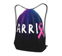 Trainer String Bags Warrior Breast Cancers Awareness Ribbon Pink Drawstring Bag Lightweight Gym Bag Waterproof Pull String Sport Bags For Outdoor Shopping Beach