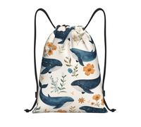 Trainer String Bags Whale Florals Pull String Sport Bags Ideal Drawstring Bag Lightweight Drawstring Backpack For Beach Outdoor Yoga