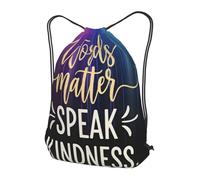 Trainer String Bags Words Matter Speak Kindness Colorful Positive Message Gym Bag Foldable Drawstring Backpack Waterproof Sports Back Pack For Shopping Yoga Holidays