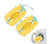 Shoe Washing Machine Bag, Reusable Trainer Washing Machine Bag for All Shoe Types & Sizes, 360° Wrap-Around Cleaning,Shoe Cleaning Bag, Shoe Washing Bag for Washer & Dryer (YELLOW - 2PCS)