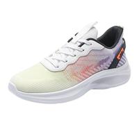 Trainers and sports shoes for men, running shoes with memory foam in sporty design, elastic laces, walking shoes, tennis shoes, leisure shoes, outdoor, mesh, breathable, orange, 9.5 UK