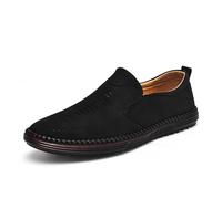 Trainers casual shoes for men. Comfortable slip-on design for everyday use. Perfect for all seasons. Can be combined with casual wear. Great style with flat sole, relaxed, black, 9.5 UK