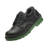 Trainers for Men Green Sole Wear Resisting Puncture Cowhide Labor Shoes Oil Resistance AcidAndAlkali Resistance PU Solid Steel Round Toe Work Shoes (Black,6 5)