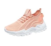 Trainers for Women Chunky Arch Support Orthopedic Sneakers Lace Up Non Slip Walking Shoes Breathable Mesh Road Running Shoes Lightweight Comfortable Sports Tennis Trainers Casual Outdoor Pink