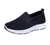 Trainers for Women Easy Fasten Slip On Trainers with Hook and Loop Strap Ideal for Seniors or Those with Limited Hand Plantar Fasciitis Shoes Black