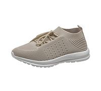 Trainers for Women Fabric Leisure Trainers Comfortable Cushioning Running Shoes Women Sneakers Summer Sports Shoes Ankle High Gym Fitness Shoes Running Shoes Outdoor Lace-Up Shoes, khaki, 37 EU