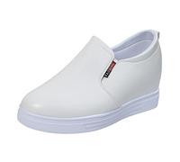 Trainers for Women Leather Ballet Flat Style Trainers with Hidden Comfort Dressy Yet Supportive for Work or Social Events Slip On Running Shoes White