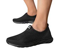 Trainers for Women Slip on Shoes Ladies Wide Fit Shoes Comfortable Breathable Lightweight Anti-Slip Sneakers Summer Fashion Hollow Low Top Walking Sneaker Outdoor Athletic Casual Shoe Black