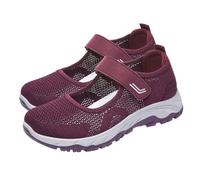 Trainers for Women Wide Fit Mom Walking Nurse Shoes Arch Support Memory Foam Flats Loafers Mesh Breathable Orthopedic Sneakers Lightweight Slip On Flats Shoes with Adjustable Strap Purple
