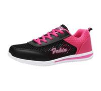 Trainers for Women Wide Fitting Walking Sneakers for Women UK Arch Support Soft Sole Athletic Tennis Shoes Low Top Lace Up Slip on Orthopedic Shoes with Arch Support Memory Foam Hot Pink