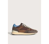 HOFF City Retro Chocolate, Brown with Blue, Suede and Nylon, Memory Foam, Lightweight Design Running Casual, Chocolate Brown with Light Blue Details, 11 UK
