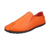 Trainers Leisure Men's Non Slip Flat Round Toe Breathable Slip On Lazy Leisure Shoes Orange