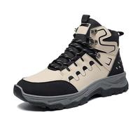 Trainers Men Outdoor Workwear Sneakers with Thick Sole Mid Height Ankle Boots for Hiking and Everyday Rugged Use Beige