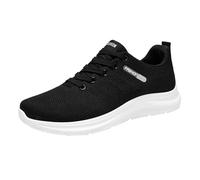 Trainers Mens Breathable Mesh Sports Running Trainers Arch Support Memory Foam Casual Walking Sneakers Lightweight Comfortable Orthopedic Shoes for Walking Dog Jogging Fitness Gym Athletic Black
