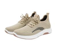 Trainers Men's Health Shoes Summer Mesh Breathable Sports Shoes Lightweight Slip On Soft Sole Walking Shoes Outdoor Running Workout Casual Shoes with Laces, 39-41.5 EU, khaki, 8 UK