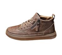 Trainers Mens Leather Slip On Walking Trainers With Side Zip Ligthweight Comfortable Non-Slip Flat Hiking Shoes Plain Jogging Shoes Platform Shoes Soft Slip-On Sneakers With Laces Indoor Outdoor