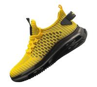 Trainers Men's Mesh Breathable Summer Trainers Running Tennis Road Running Shoes Soft Comfortable Running Shoes Gym Fitness Sports Shoes Jogging Walking Shoes with Laces Hiking Shoes, O yellow, 8 UK