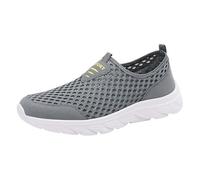 Trainers Men's Mesh Slip On Running Shoes Breathable Sports Shoes Funky Leisure Shoes Soft Walking Shoes Lightweight Orthopaedic Comfortable Slip On Shoes Gym Trainers Trend Casual Shoes, gray, 8 UK