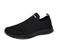 Trainers Mens Mesh Slip On Shoes Breathable Comfortable Non Slip Walking Shoes Lightweight Running Sneakers Casual Gym Fitness Wedge Sneaker Outdoor Trainers Hiking Trekking Trainer Black