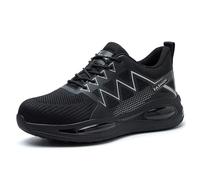Trainers Mens Running Shoes SafetyShoes Men Women Work Shoes Lightweight Sporty Steel Cap Non Slip Breathable Protective (Black,8 5)