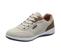Trainers Men's Shoes Comfortable Walking Shoes with Zero-Drop Solhe Waterproof Street Running Shoes Casual Flat Running Shoes with Lacing Stylish Running Shoes for Camping Hiking Fishing, beige, 10 UK
