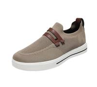 Trainers Men's Slip-On Running Shoes Breathable Sports Shoes Casual Skateboard Shoes Soft Walking Shoes Lightweight Slip On Mesh Fitness Shoes Fashionable Casual Shoes Trend Trainers, khaki, 8 UK