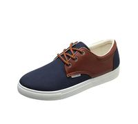 Trainers Mens Soft Flat Lace-Up Shoes Canvas Shoes Lightweight Comfortable Casual Low Top Canvas Trainers Non-Slip Orthopedic Loafers Outdoor Hiking Walking Sneakers Comfortable Boat Shoe Blue