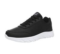 Trainers Men's Sports Shoes Leather Soft Sole Cushioning Non-Slip Trainers Plain Large Sizes Comfortable Running Shoes Outdoor Running Workout Jogging Shoes with Laces 40-45, White, 8 UK