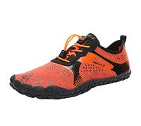 Trainers Mens Waterproof, Walking Shoes Mens Light Weight, Unisex Barefoot Outdoor Hiking Water Shoes Fitness Mountaineering Yoga Beach Sport Running Shoe Gym Surfing Swimming Quick-Dry Shoe Orange