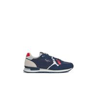 Pepe Jeans for man. PMS40007 Brit Road Leather Sneakers navy (42), Flat, Laces, Casual