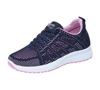 Trainers Trainers Breathable Base Non-Slip Lace Up Fly Woven Mesh Upper Breathable Comfortable Colour Block Casual Style Jogging Running Walking, blue, 7 UK