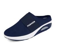 Trainers Under 20 pounds Mules Shoes for Women Wide Fit Orthopedic Trainers Casual Air Cushion Slip On Walking Sneaker Comfortable Arch Support Non Slip Orthopedic Shoes Women Dark Blue 5.5