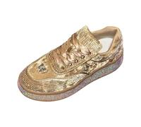 Trainers Walking Shoes Girls Air Cushion Athletic Sneakers Comforble Zero Drop Sole Waterproof Rain Boots Sparkly Wide Fit Jogging Teens Gold