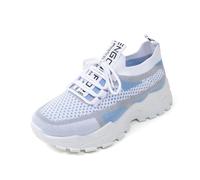 Trainers Walking Shoes Girls Ladies Breathable Sneakers Lightweight Comfortable Wedge Zero Drop Sole Casual Dad Streetwear Air Cushion Arch Support Running Workout Gym Sky Blue