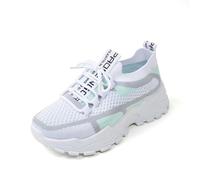 Trainers Walking Shoes Girls Ladies Breathable Sneakers Lightweight Comfortable Wedge Zero Drop Sole Casual Dad Streetwear Air Cushion Arch Support Running Workout Gym Green