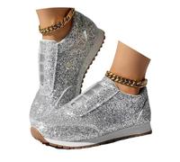 Trainers Walking Shoes Girls Synthetic Textile Platform Classic Sneakers Waterproof Rain Boots Air Cushion Arch Support Running for Spring Summer, Hiking Trekking Silver