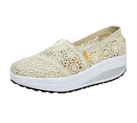 Trainers Walking Shoes Girls Trail Running Sneakers with Memory Foam Platform Classic Waterproof Rain Boots for Flat Feet Plantar Fasciitis Women's UK Size Beige