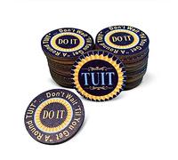 Trainers Warehouse Colorful Round TUIT Tokens (24/Set) | No Better Way to Say Don't Procrastinate! Do it Now Than with a A Round TUIT (Blue Painted Wood)