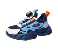Trainers with Air Cushion Thick Sole Trainers for Boys Girls Wedge Heel Fashionable Comfortable Children's Shoes Casual Walking Shoes Sports Shoes Rotating Buckle for Adjusting the Laces, Z1 Dark Blue