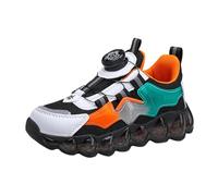 Trainers with Air Cushion Thick Sole Trainers for Boys Girls Wedge Heel Fashionable Comfortable Children's Shoes Casual Walking Shoes Sports Shoes Rotating Buckle for Adjusting the Laces, Z5 Orange