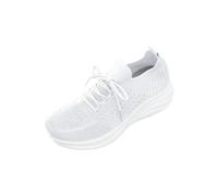 Trainers Women - Women's Lace Mesh Slip On Shoes, Breathable Floral Embroidered Casual Flats with Chunky Lightweight Sole, Comfy Low Top Trainers for Walking, Travel and Daily Wear