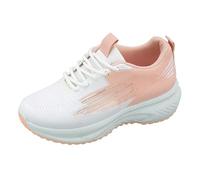 Trainers Women's Chunky Platform Running Shoes Lacing Fitness Shoes Flat Mouth Mesh Fabric Shoes Lightweight Breathable Casual Shoes Soft Sole Trainers Non-Slip Jogging Shoes, pink, 7 UK