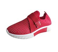 Trainers Women's Comfortable Sports Shoes Product Category Women's Trainers - Breathable Slip-On Wedges for Women Leisure Shoes Fashion Conscious Everyday Companions for Women, red, 6 UK
